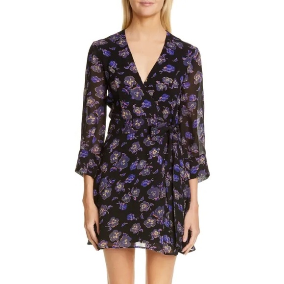 Ganni Floral Print Georgette Wrap Dress, Small - Picture 2 of 15